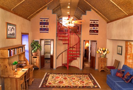 Interior of Carolyn Robert's straw bale house