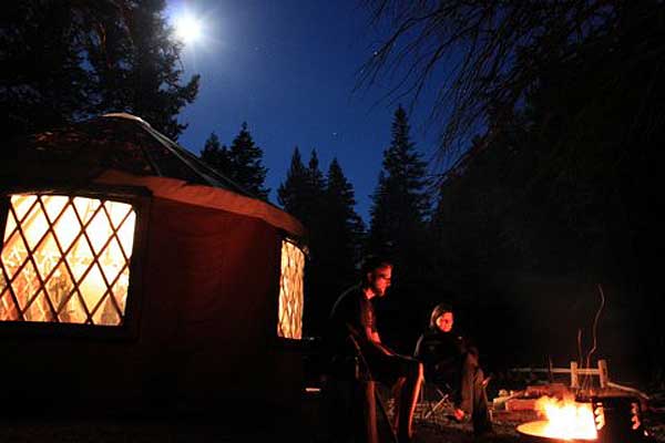 yurt living in the evening