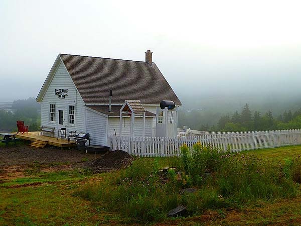 School House Home in the Fog