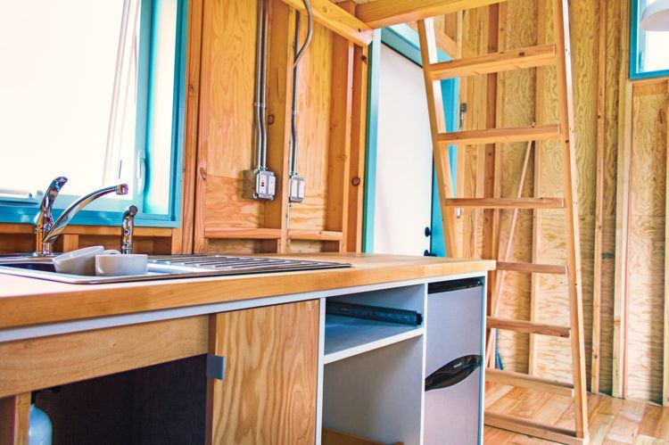 bunk-box-tiny-house-kitchen-and-loft-ladder