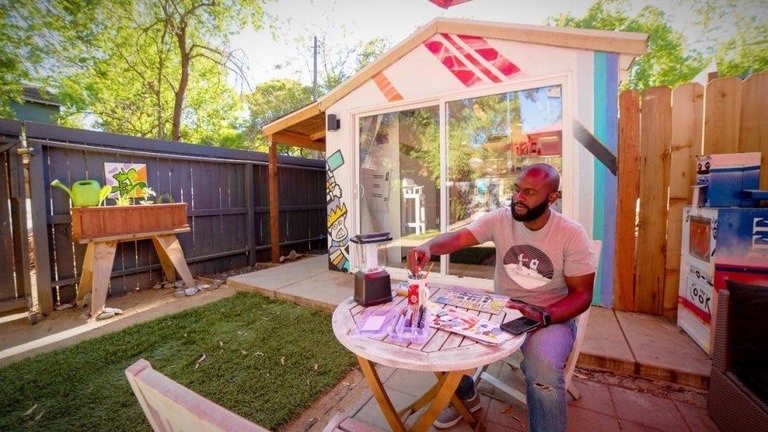 Artist Converts Garage into tiny house